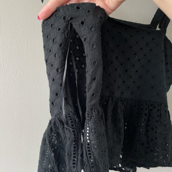 House of Harlow 1960 tank top with tie straps medium women's shirt eyelet black - Picture 11 of 13